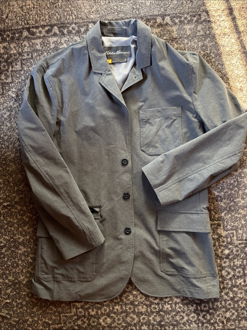 Eddie Bauer Men’s Slate Gray Lightweight Utility Blazer Jacket, Size 40